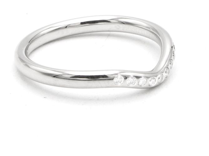 Anello curvo Tiffany & Co Elsa Peretti in platino e diamanti Taglia 50 Argento - vista 4