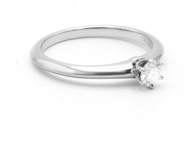 Tiffany & Co Solitaire Diamantring Platin 0,20ct Größe 51 Silber - Ansicht 3