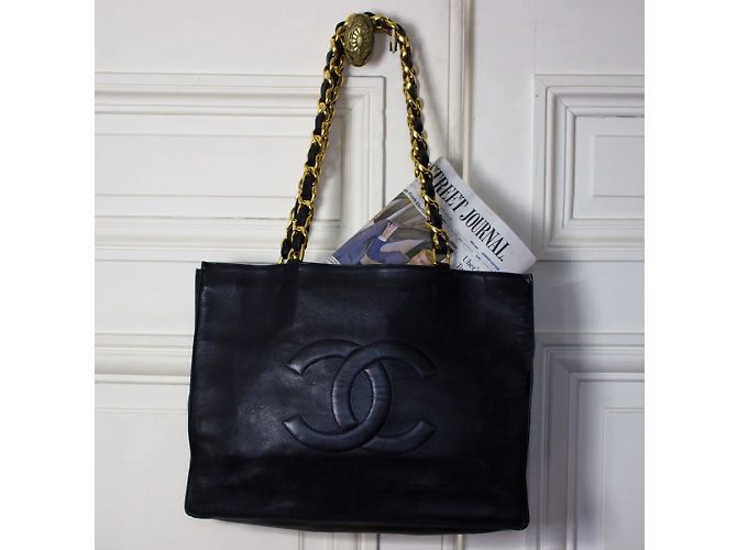 Borsa Chanel CC in pelle d'agnello nera Nero - vista 8