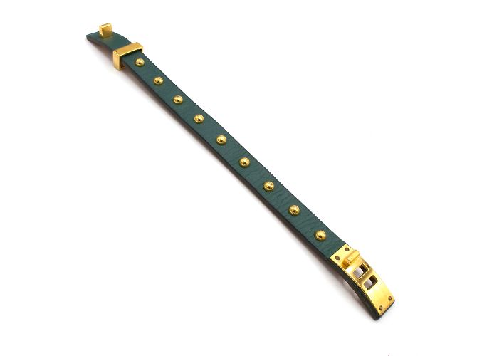 Bracciale Hermès Mini Dog Médor pelle verde - vista 3