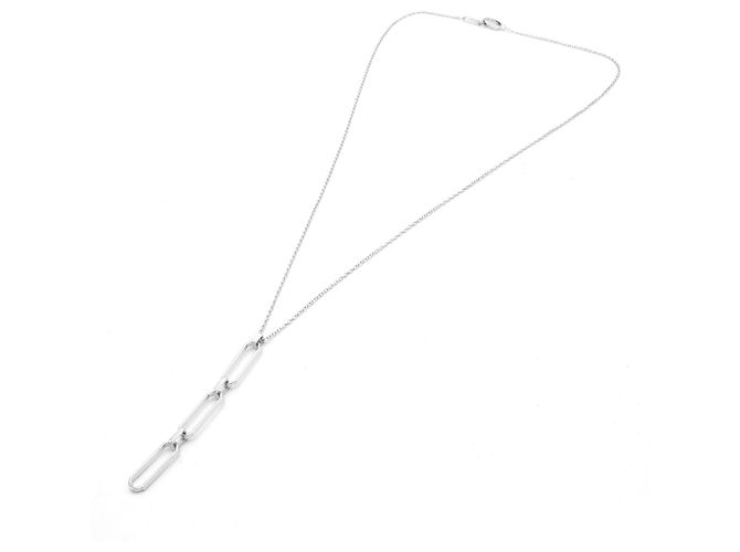 Collana Tiffany & Co in oro bianco 18K con pendente a tre maglie Argento - vista 2