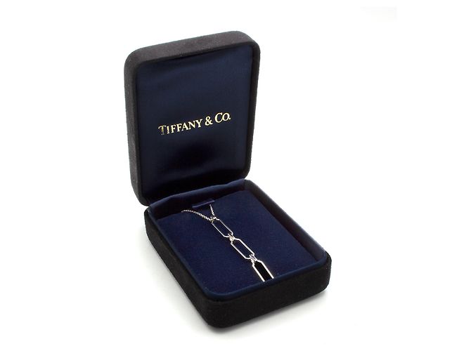 Collana Tiffany & Co in oro bianco 18K con pendente a tre maglie Argento - vista 3