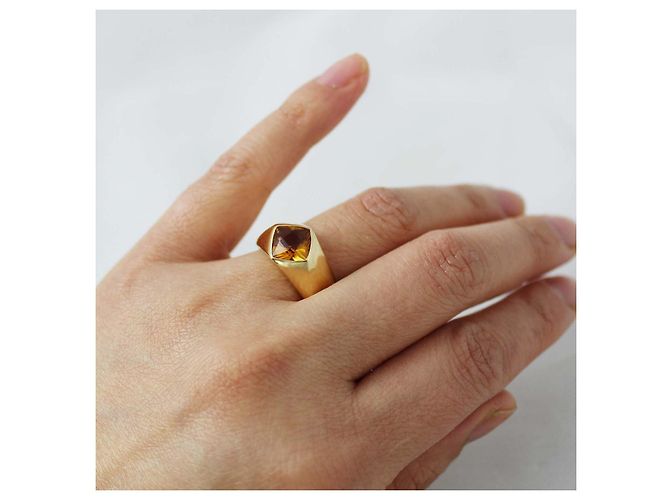 Anello Chanel geometrico in oro giallo 18 carati e citrino D'oro - vista 7