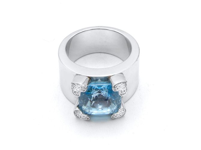Anello Chopard in oro bianco con topazio blu e diamanti Argento - vista 2
