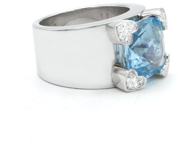 Anello Chopard in oro bianco con topazio blu e diamanti Argento - vista 3