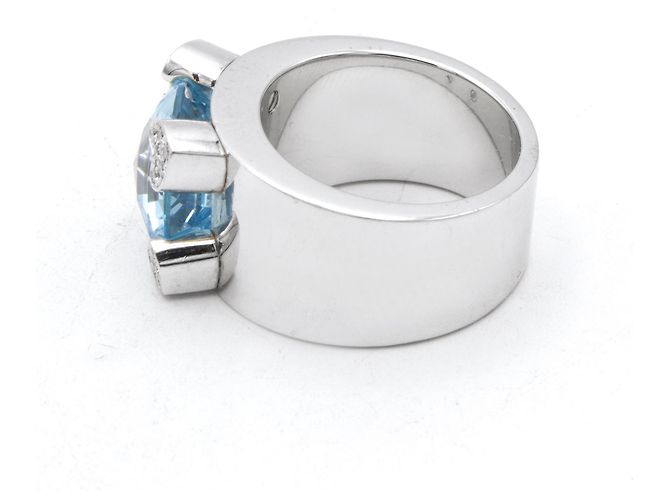 Anello Chopard in oro bianco con topazio blu e diamanti Argento - vista 4