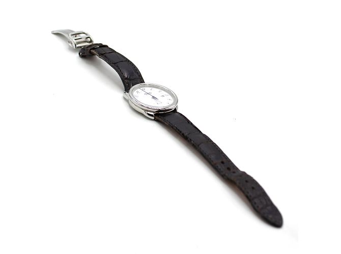 Relógio Hermès Arceau Automático de Aço e Couro de Crocodilo Prata - vista 4