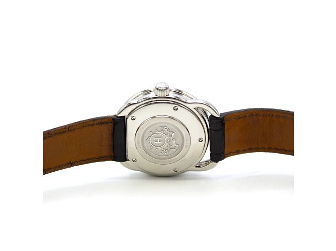 Relógio Hermès Arceau Automático de Aço e Couro de Crocodilo Prata - vista 5