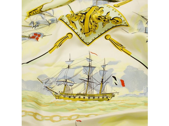 Sciarpa di seta Hermès La Marine en bois 90x90 Multicolore - vista 3