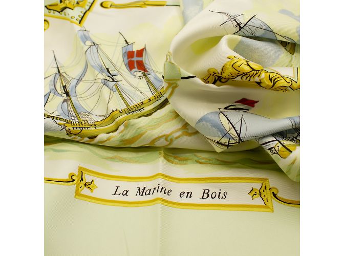 Sciarpa di seta Hermès La Marine en bois 90x90 Multicolore - vista 4