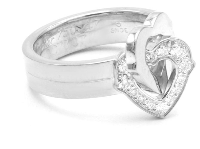 Anello Cartier due cuori intrecciati in oro bianco e diamanti Argento - vista 2