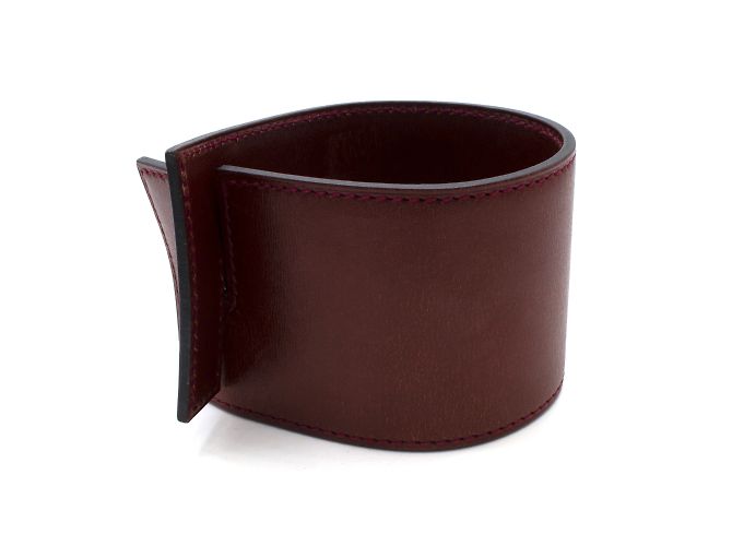 Bracciale Hermès in pelle bordeaux Bordò - vista 3