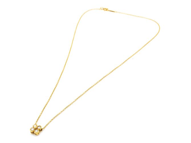 Collana Tiffany & Co in oro giallo 18K con pendente quadrifoglio e diamanti D'oro - vista 2