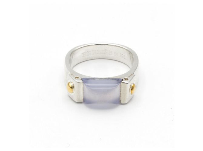 Ring Anello Hermès in argento con calcedonio blu - vista 2