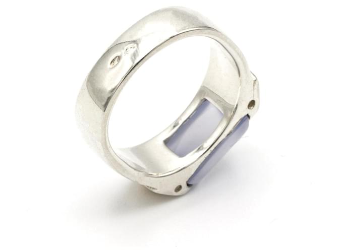 Ring Anello Hermès in argento con calcedonio blu - vista 4