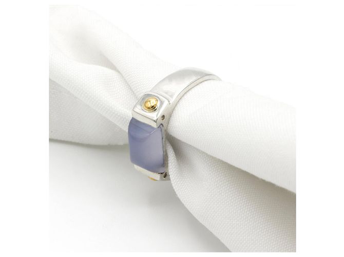 Ring Anello Hermès in argento con calcedonio blu - vista 5