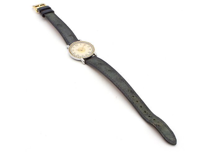 Relógio Hermès Sellier de aço e couro de avestruz Dourado - vista 4