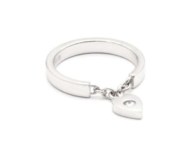 Cartier Ring aus Weißgold mit Herz und Diamant Größe 48 Silber - Ansicht 2