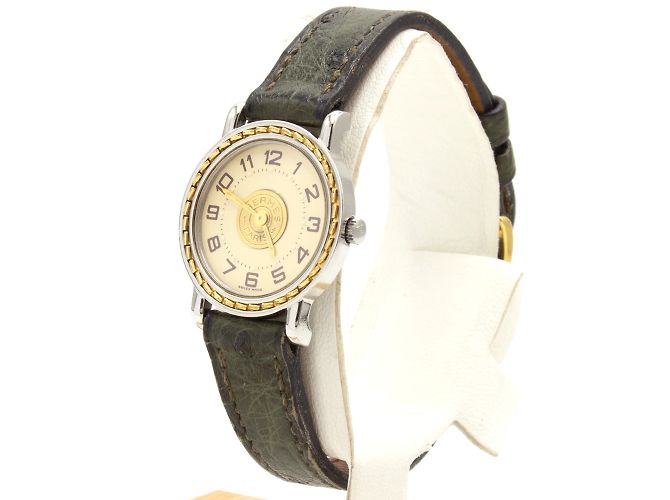 Hermès Sellier Uhr. Golden - Ansicht 2