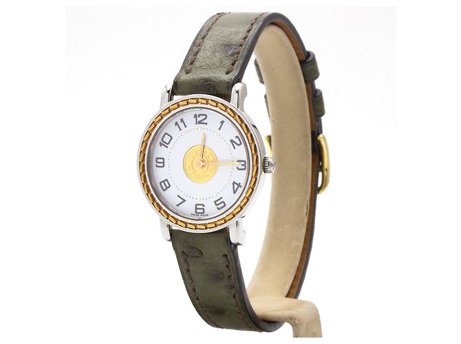 Hermès Hermes Sellier Uhr. Golden - Ansicht 2