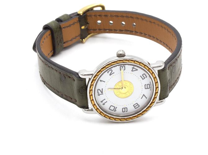 Hermès Hermes Sellier Uhr. Golden - Ansicht 3