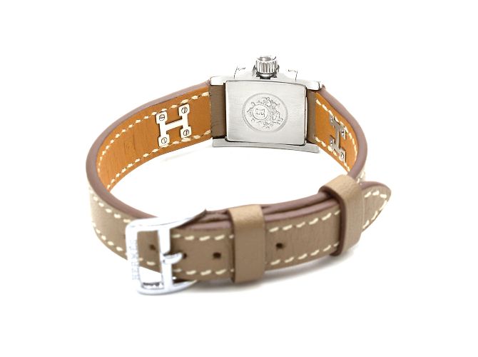 Reloj Hermès Médor de acero y correa de cuero Etoupe Plata - vista 5
