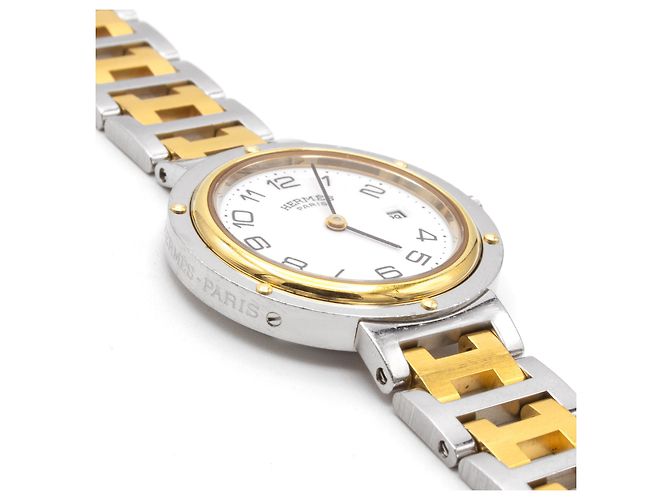 Hermès "Clipper" Uhr aus Stahl. Golden - Ansicht 3