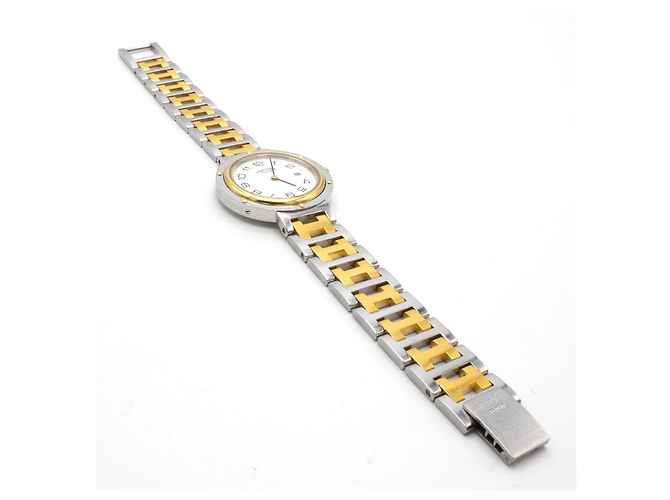 Hermès "Clipper" Uhr aus Stahl. Golden - Ansicht 4