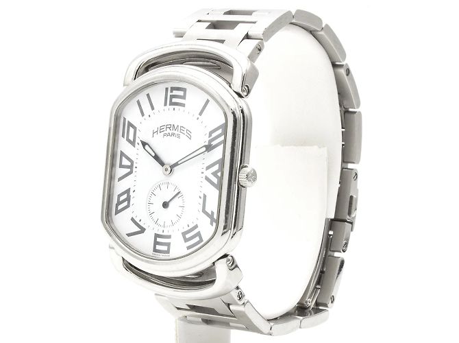 Relógio Hermès Rallye RA1.810 em aço mostrador branco Prata - vista 3