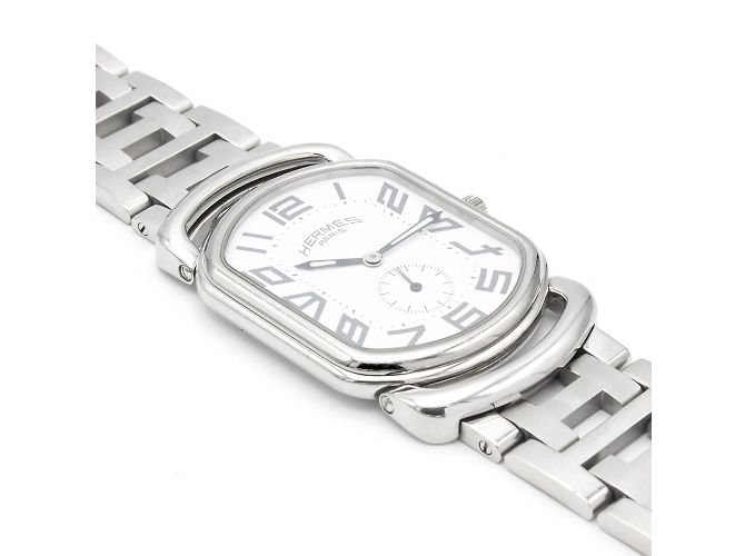 Relógio Hermès Rallye RA1.810 em aço mostrador branco Prata - vista 5
