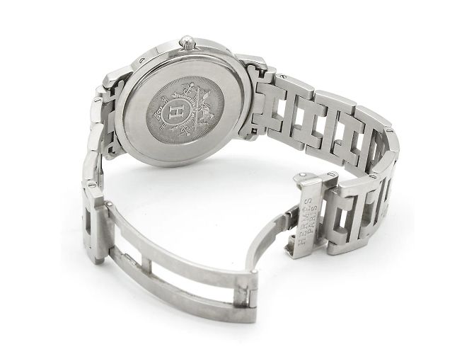Relógio Hermès Clipper aço mostrador branco Prata - vista 5