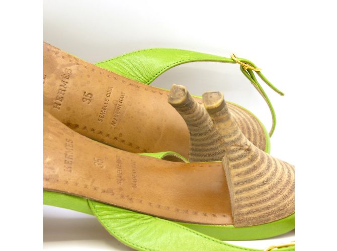 Sandales Hermès, collection "Première". Vert - vue 6