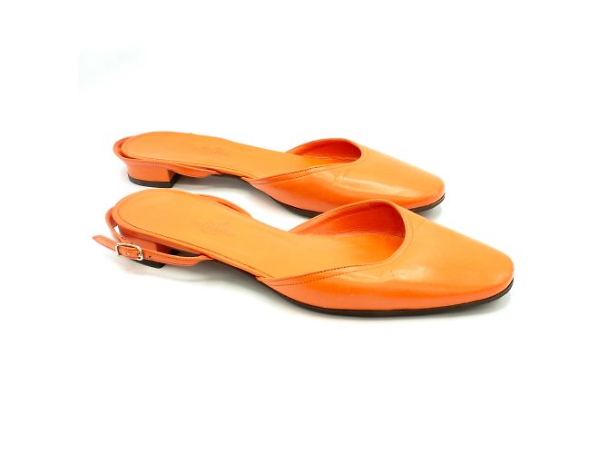 Sandali Hermès in pelle arancione motivo H taglia 35 - vista 2