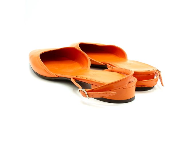 Sandali Hermès in pelle arancione motivo H taglia 35 - vista 4
