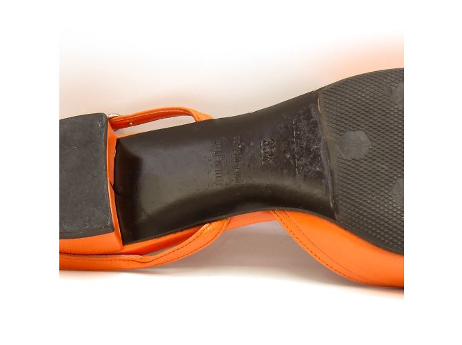 Sandali Hermès in pelle arancione motivo H taglia 35 - vista 6