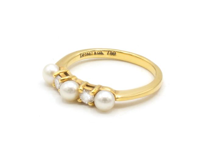Anello Tiffany & Co Oro Giallo 18k Perle e Diamanti D'oro - vista 2