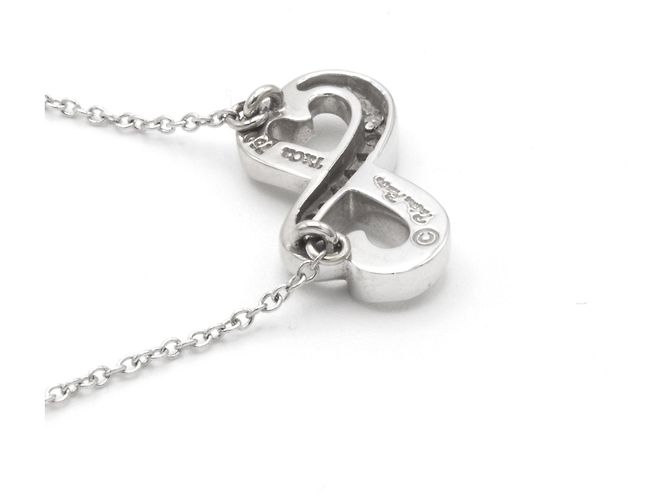 Collana Tiffany & Co Double Loving Heart Oro Bianco 18K e Diamanti Argento - vista 4
