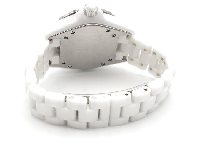 Chanel J12 Uhr aus weißer Keramik mit Diamanten - Ansicht 4