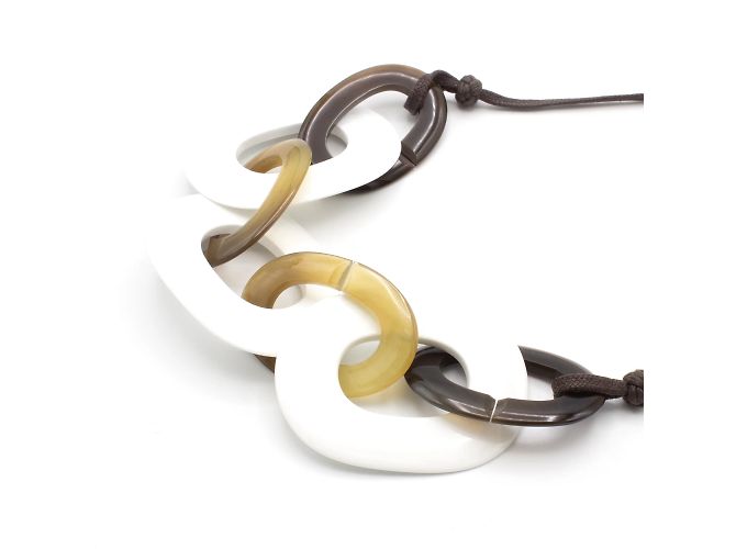 Collana Hermès Karamba in corno di bufalo e lacca bianca Multicolore - vista 3