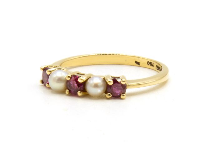 Tiffany & Co Ring 18k Gelbgold Perlen und Rubine Größe 50 Golden - Ansicht 2