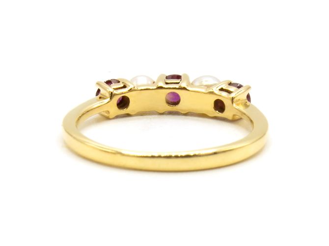 Tiffany & Co Ring 18k Gelbgold Perlen und Rubine Größe 50 Golden - Ansicht 3