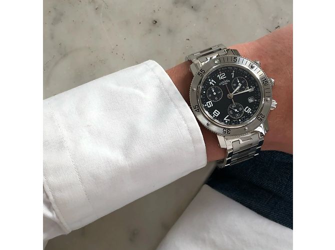 Hermès Relógio Hermes Clipper Chrono em aço Prata - vista 3
