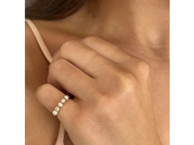 Anello Tiffany & Co Oro Giallo 18k Perle e Diamanti D'oro - vista 2