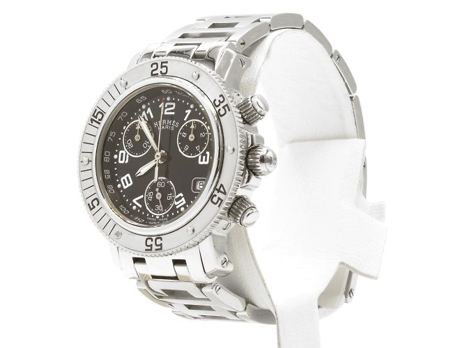 Relógio Hermès Clipper Chrono em aço. Prata - vista 2