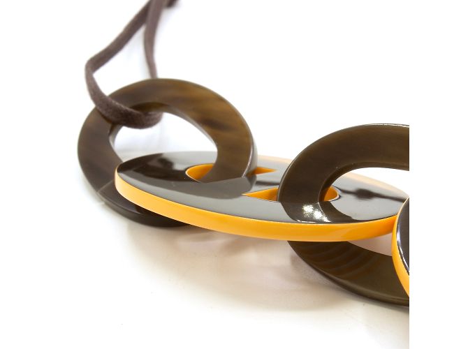 Collana Hermès Karamba in corno di bufalo e corno laccato Multicolore - vista 5