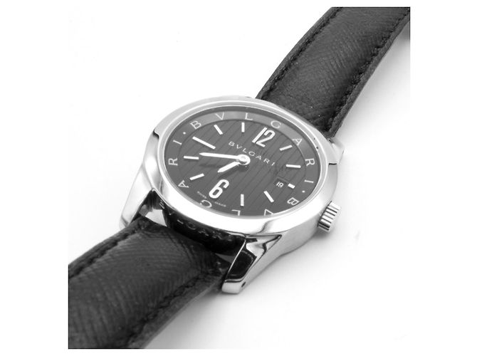 Bulgari Solotempo Uhr aus Stahl. Schwarz - Ansicht 5