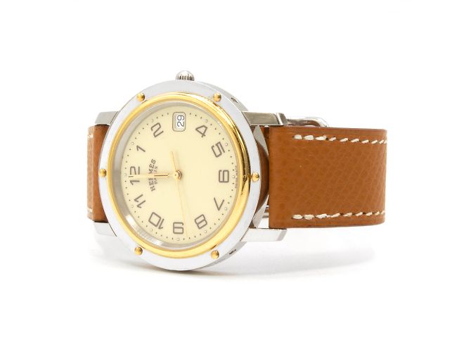 Relógio Hermès "Clipper" em aço Dourado - vista 3