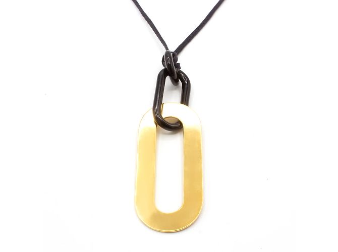 Collana Hermès in corno di bufalo e metallo dorato D'oro - vista 2