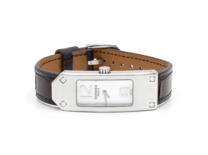 Hermès Hermes Kelly II Uhr (REF : KT1.230) mit Diamanten Silber - Ansicht 2