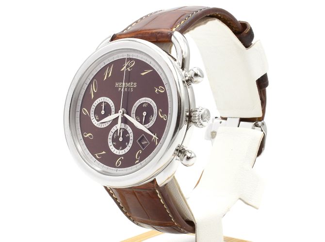 Hermès Orologio Arceau Chrono (modello AR4.910). Marrone - vista 2
